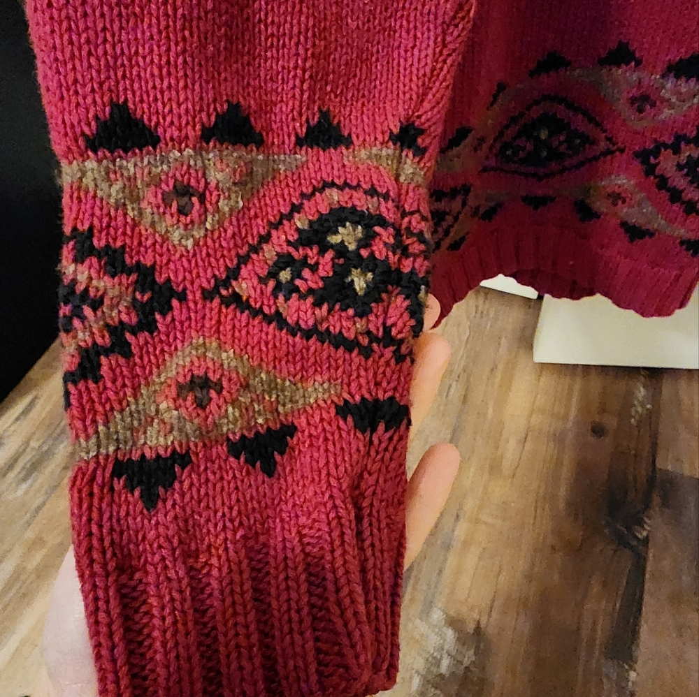 Eddie Bauer Red and Brown Deer Sweater - Picture 3 of 6